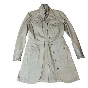Eddie Bauer Cotton‎ Ruffled Khaki Lightweight Jacket Size Small